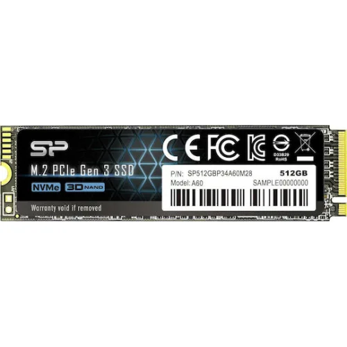 Silicon Power PCIe Gen3×4 P34A60 SSD 512GB τύπου M.2 με σύνδεση PCI Express 3.0 SP512GBP34A60M28