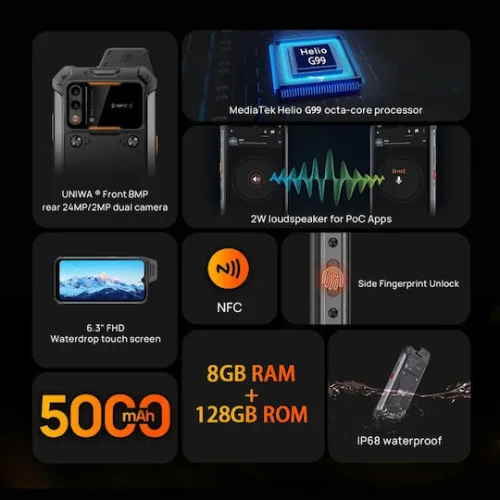 Uniwa W999 Dual SIM (8/128GB) Μαύρο