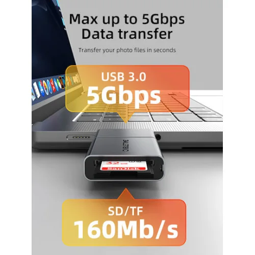 Cabletime Card Reader USB 3.0 Type-C για SD ΓκριΚωδικός: CT-ACCD3-AG