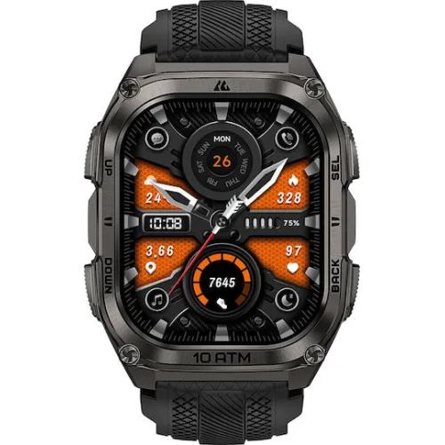 Kospet Tank M4 Stainless Steel 50mm Αδιάβροχο Smartwatch με Παλμογράφο (Μαύρο - M/L)