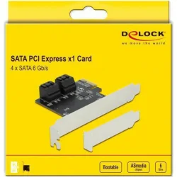 DELOCK κάρτα επέκτασης PCIe σε 4x SATA 90010, 6Gb/s, Low Profile