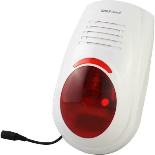 Wolf Guard Ασύρματη RF Σειρήνα Συναγερμού Μπαταρίας Εξωτερικού Χώρου 110dB 12V με Κόκκινο Φως