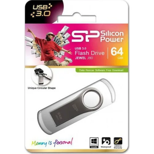 Silicon Power Jewel J80 64GB USB 3.0 Stick Ασημί