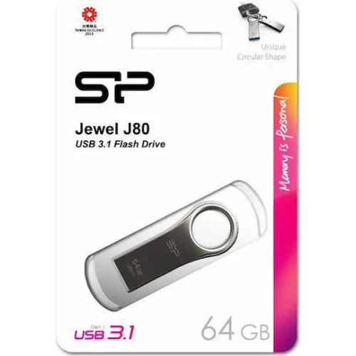 Silicon Power Jewel J80 64GB USB 3.0 Stick Ασημί