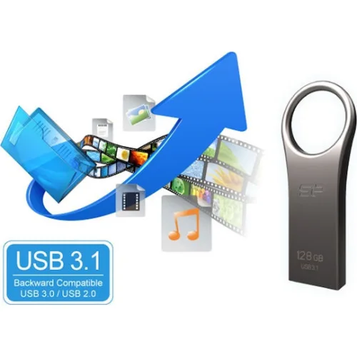 Silicon Power Jewel J80 64GB USB 3.0 Stick Ασημί