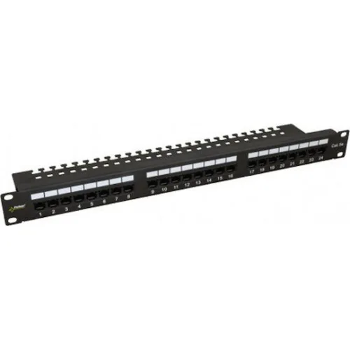 Pulsar Patch Panel για Rack 1U 19" 24 Θυρών cat6 ΜαύροΚωδικός: RP-F24V6