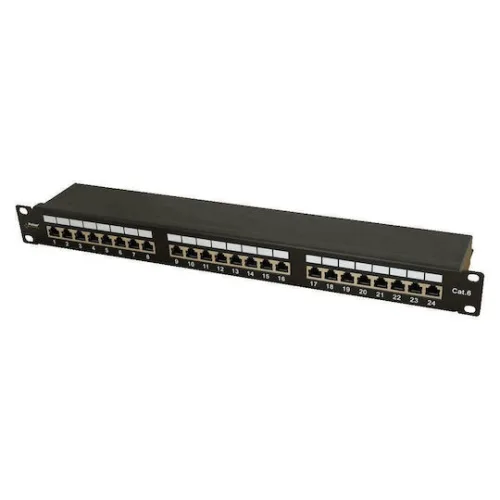 Pulsar Patch Panel για Rack 1U 19" 24 Θυρών cat6 ΜαύροΚωδικός: RP-F24V6
