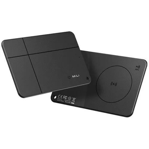 MiLi MiCard Duo Apple Find My & Google Find Hub Μαύρο Επαναφορτιζόμενο