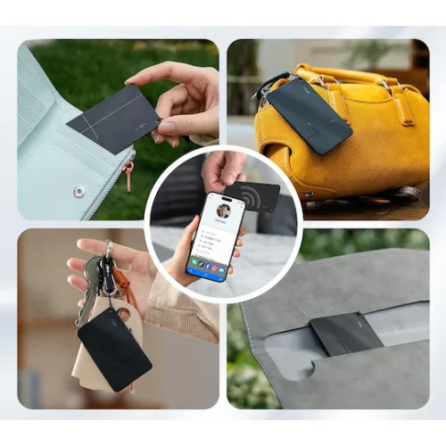 MiLi MiCard Duo Apple Find My & Google Find Hub Μαύρο Επαναφορτιζόμενο