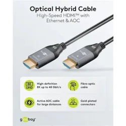 Goobay HDMI 2.1 Ultra High Speed 48Gbps 4K 120Hz HDR VRR Cable HDMI male - HDMI male 50m ΜαύροΚωδικός: 76278