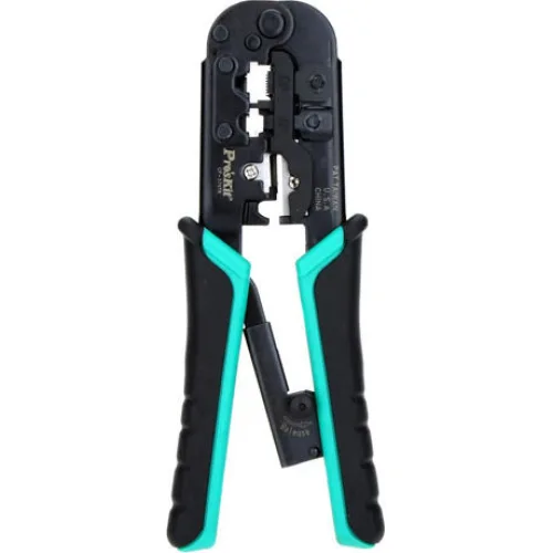 Proskit Πρέσα Ακροδεκτών Δικτύου RJ12, RJ11, RJ45, RJ10 με Απογυμνωτή & Μηχανισμό Καστάνιας (Μήκος 180mm)Κωδικός: CP-376TR