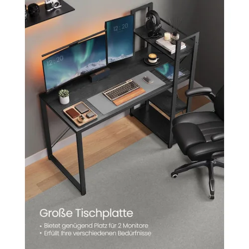 Vasagle Γωνιακό Μεταλλικό Γραφείο 140 x 130 x 76 / 91.5 cm Χρώματος Σκούρο Καφέ (LWD56X) (VASLWD56X)