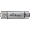 MediaRange USB 3.2 Gen 1 Combo Flash Memory Drive with USB-A and USB-C®, with Protective Caps, Silver, 512GB (MR940-1)