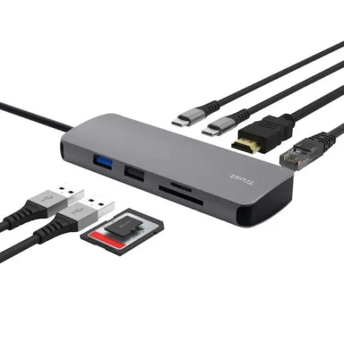 Trust adapter USB-C DALYX 8-IN-1 / 2 C - 2 USB - 1 HDMI - 1 Ether. 1 Reader 25672