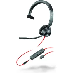 Poly Blackwire 3315 Monaural Microsoft Teams Certified USB-C Headset + 3.5mm Plug +USB-C/A Adapter (8X218AA)