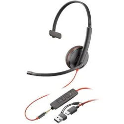 Poly Blackwire 3215 Monaural USB-C Headset +3.5mm Plug +USB-C/A Adapter - 8X227AA