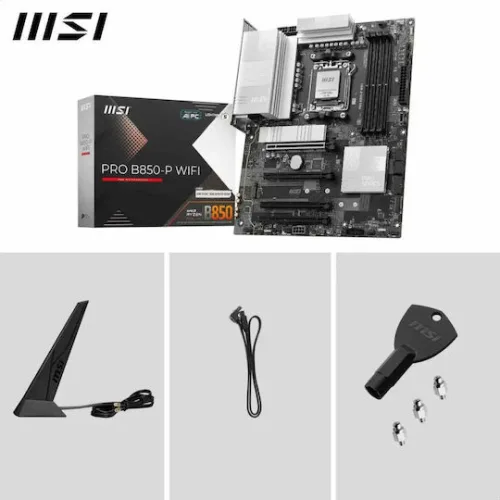 MSI MB PRO B850-P WIFI, SOCKET AMD AM5, CS AMD B850, 4 DIMM SOCKETS DDR5, HDMI, PCI-E GEN 5.0, 5G LAN, WIFI7, ATX, 3YW.