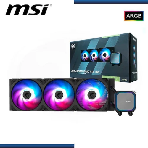 MSI HYDRO COOLER MAG CORELIQUID A13 360, ARGB, INTEL LGA 1851/1700, AMD AM4/AM5, BLACK, 3YW.