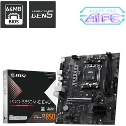 MSI MB PRO B850M-E EVO, SOCKET AMD AM5, CS AMD B850, 2 DIMM SOCKETS DDR5, HDMI/ VGA, PCI-E GEN 5.0, 2.5G LAN, MICRO-ATX, 3YW.