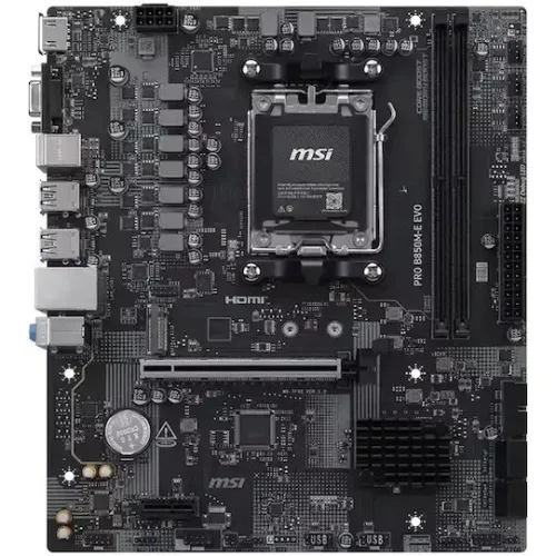 MSI MB PRO B850M-E EVO, SOCKET AMD AM5, CS AMD B850, 2 DIMM SOCKETS DDR5, HDMI/ VGA, PCI-E GEN 5.0, 2.5G LAN, MICRO-ATX, 3YW.