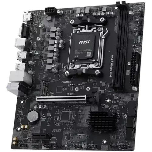 MSI MB PRO B850M-E EVO, SOCKET AMD AM5, CS AMD B850, 2 DIMM SOCKETS DDR5, HDMI/ VGA, PCI-E GEN 5.0, 2.5G LAN, MICRO-ATX, 3YW.