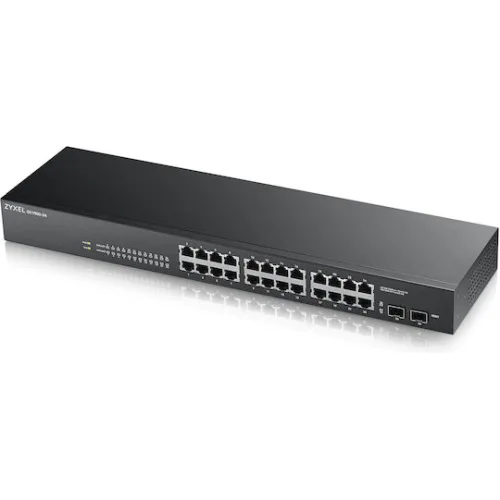 ZYXEL SWITCH GS-1900-24, 24 PORTS 10/100/1000Mbps, L2 SMART, RACKMOUNT, FANLESS, 2YW.