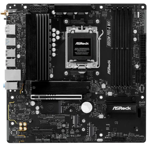 ASROCK MB B850M PRO-A WIFI, SOCKET AMD AM5, CS AMD B850, 4 DIMM SOCKETS DDR5, HDMI/ DP, PCI-E GEN 4.0, 2.5G LAN, WIFI6E, MICRO-ATX, 3YW.