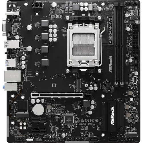 ASROCK MB A620AM-HVS, SOCKET AMD AM5, CS AMD A620A, 2 DIMM SOCKETS DDR5, HDMI/ D-SUB, PCI-E GEN 4.0, GIGABIT LAN, MICRO-ATX, 3YW.
