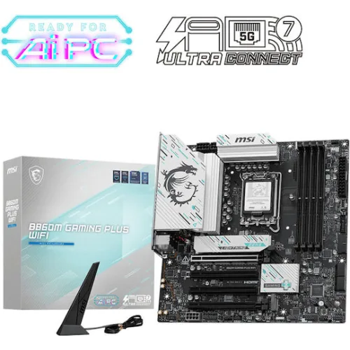 MSI MB B860M GAMING PLUS WIFI, SOCKET LGA1851 CPU, CS INTEL B860, 4 DIMM SOCKETS DDR5, HDMI/DP/ THUNDERBOLT V.4, PCI-E GEN 5.0, 5G LAN, WIFI7, ATX, 3YW.
