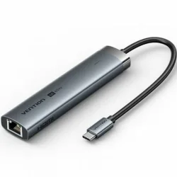 VENTION USB-C to HDMI/USB 3.2 Gen 1 Type-C/USB 3.0*2/RJ45/PD Docking Station 0.15M Gray Aluminum Alloy Type (TGNHB) (VENTGNHB)