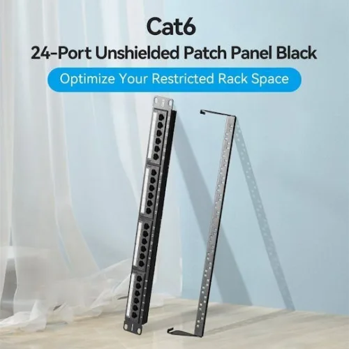 VENTION 24-Port Cat6 Unshielded Patch Panel Black (KGCB0) (VENKGCB0)