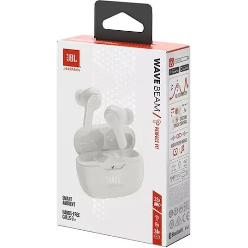 JBL Wave Beam TWS Bluetooth Wireless In-Ear Earbuds White EU (JBLWBEAMWHT)