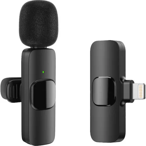 APEXEL ασύρματο μικρόφωνο APL-MIC004, Lightning, 2.4GHz, μαύρο