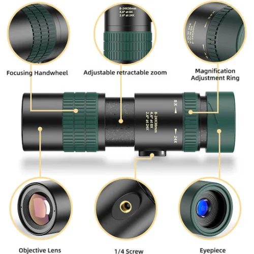APEXEL μονοκυάλι APS-8-24X30, 8x-24x zoom, Φ 30mm, μαύρο