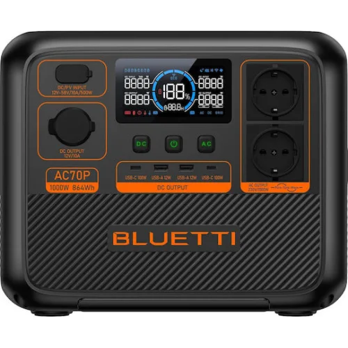 BLUETTI Premium AC70P Portable Power Station, 1000W AC Outlet 864Wh