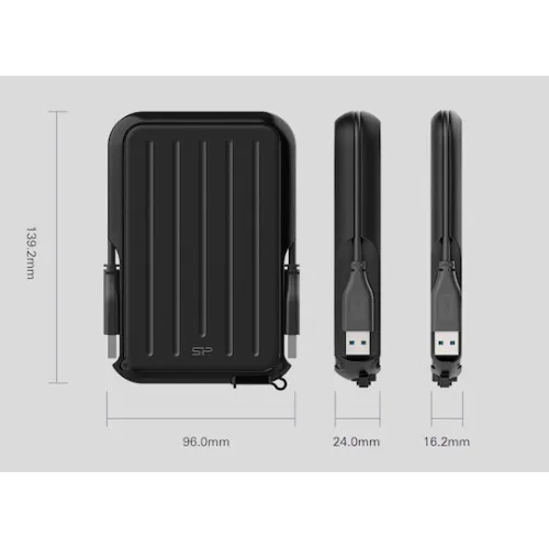 SILICON POWER εξωτερικός HDD Armor A66, 2TB, USB 3.2, μπλε