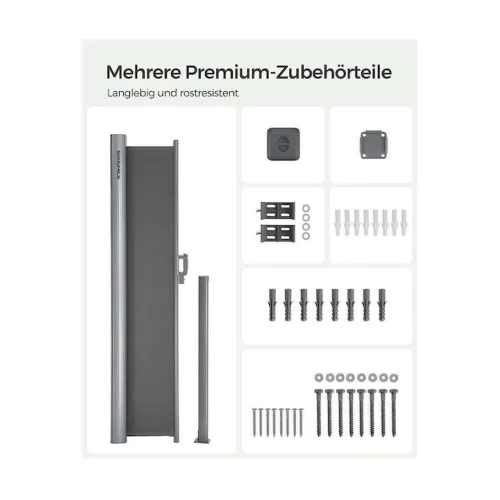 SONGMICS Πλευρική Tέντα 280 g/m² Grey (GSA205G) (SNGGSA205G)