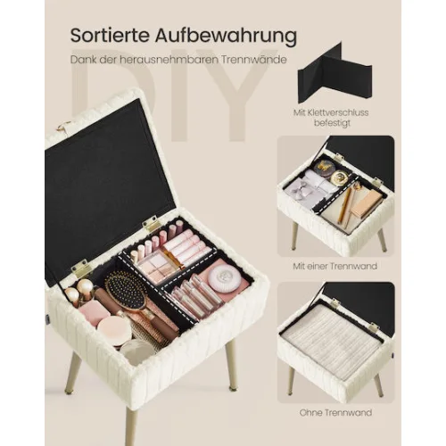 Songmics σκαμπό - τουαλέτας λευκό (cream white)  (LOM505WZ02) (SNGLOM505WZ02)