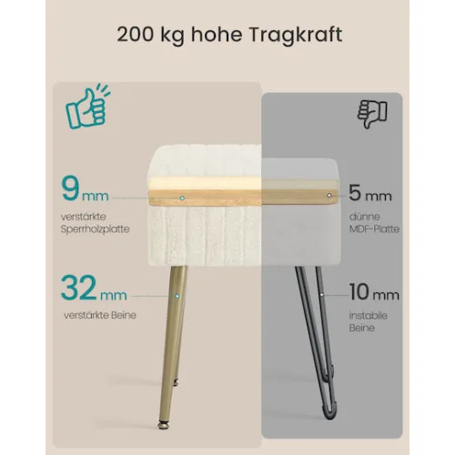 Songmics σκαμπό - τουαλέτας λευκό (cream white)  (LOM505WZ02) (SNGLOM505WZ02)