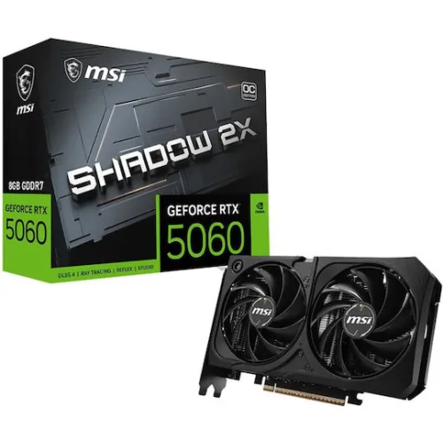 MSI VGA PCI-E NVIDIA GF RTX 5060 8G SHADOW 2X OC MAX, 8GB/128BIT, GDDR7, HDMI/3xDP, DUAL FAN, 2 SLOT FANSINK, 3YW.