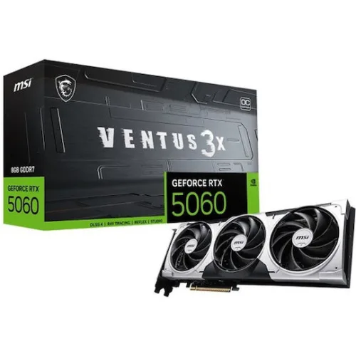 MSI VGA PCI-E NVIDIA GF RTX 5060 8G VENTUS 3X OC, 8GB/128BIT, GDDR7, HDMI/ 3xDP, TRIPLE FAN, 2 SLOT FANSINK, 3YW.