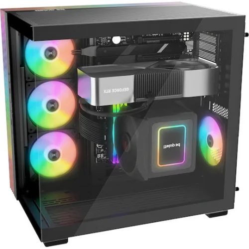 BEQUIET PC CHASSIS LIGHT BASE 600 LX BLACK BGW67, MIDI TOWER ATX, ARGB LIGHTING, W/O PSU, Side: 3x Light Wings LX Reversed 120mm PWM, Rear: 1x Light Wings LX 120mm PWM, 3YW.