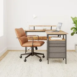 Vasagle Γωνιακό Mεταλλικό γραφείο 150 x 120 x 89 cm  Χρώματος Καφέ με υφή Ξύλου (LWD095K01) (VASLWD095K01)