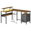 Vasagle Γωνιακό Mεταλλικό γραφείο 150 x 120 x 89 cm  Χρώματος Καφέ με υφή Ξύλου (LWD095K01) (VASLWD095K01)