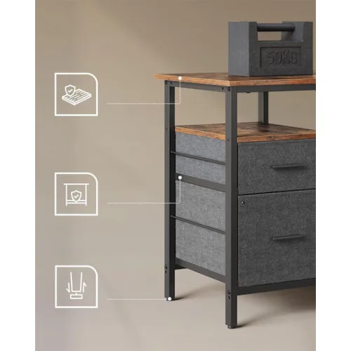 Vasagle Γωνιακό Mεταλλικό γραφείο 150 x 120 x 89 cm  Χρώματος Καφέ με υφή Ξύλου (LWD095K01) (VASLWD095K01)