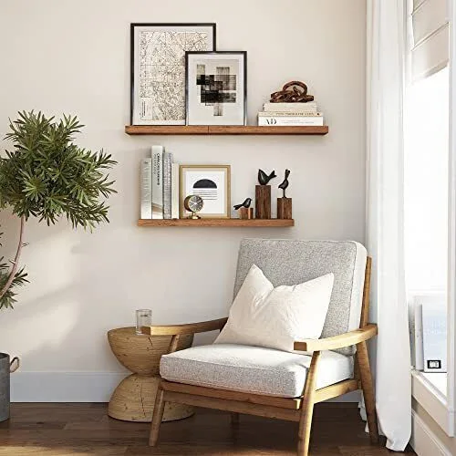 Vasagle Επιτοίχιο Ξύλινο Ράφι 80 x 20 x 3.8 cm Χρώματος Σκούρο Καφέ (LWS28BX) (VASLWS28BX)