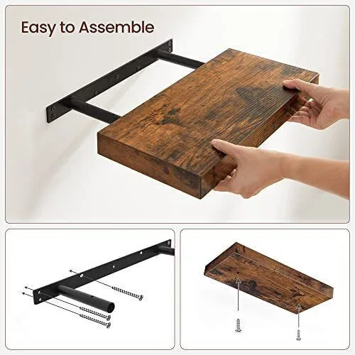 Vasagle Επιτοίχιο Ξύλινο Ράφι 80 x 20 x 3.8 cm Χρώματος Σκούρο Καφέ (LWS28BX) (VASLWS28BX)