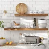 Vasagle Επιτοίχιο Ξύλινο Ράφι 80 x 20 x 3.8 cm Χρώματος Σκούρο Καφέ (LWS28BX) (VASLWS28BX)
