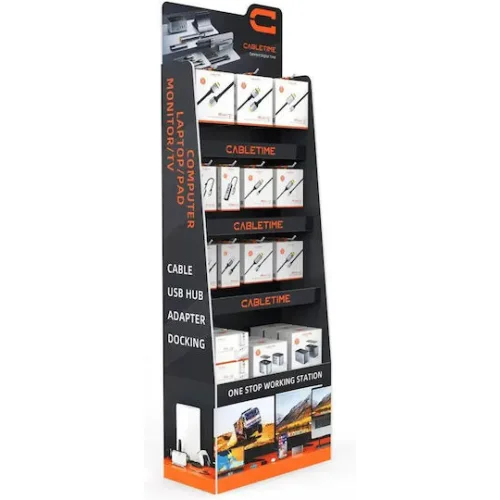 CABLETIME stand προβολής CT-STAND-BIG με γάντζους, 54.6 x 25 x 156.7cm