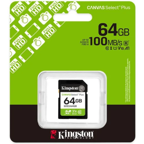 Kingston Technology 64GB SDXC Canvas Select Plus Gen3 100MB/s C10 UHS-I U1 V10